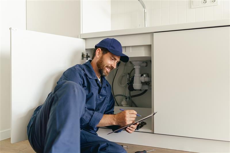 Residential plumber providing service in a Moorpark home